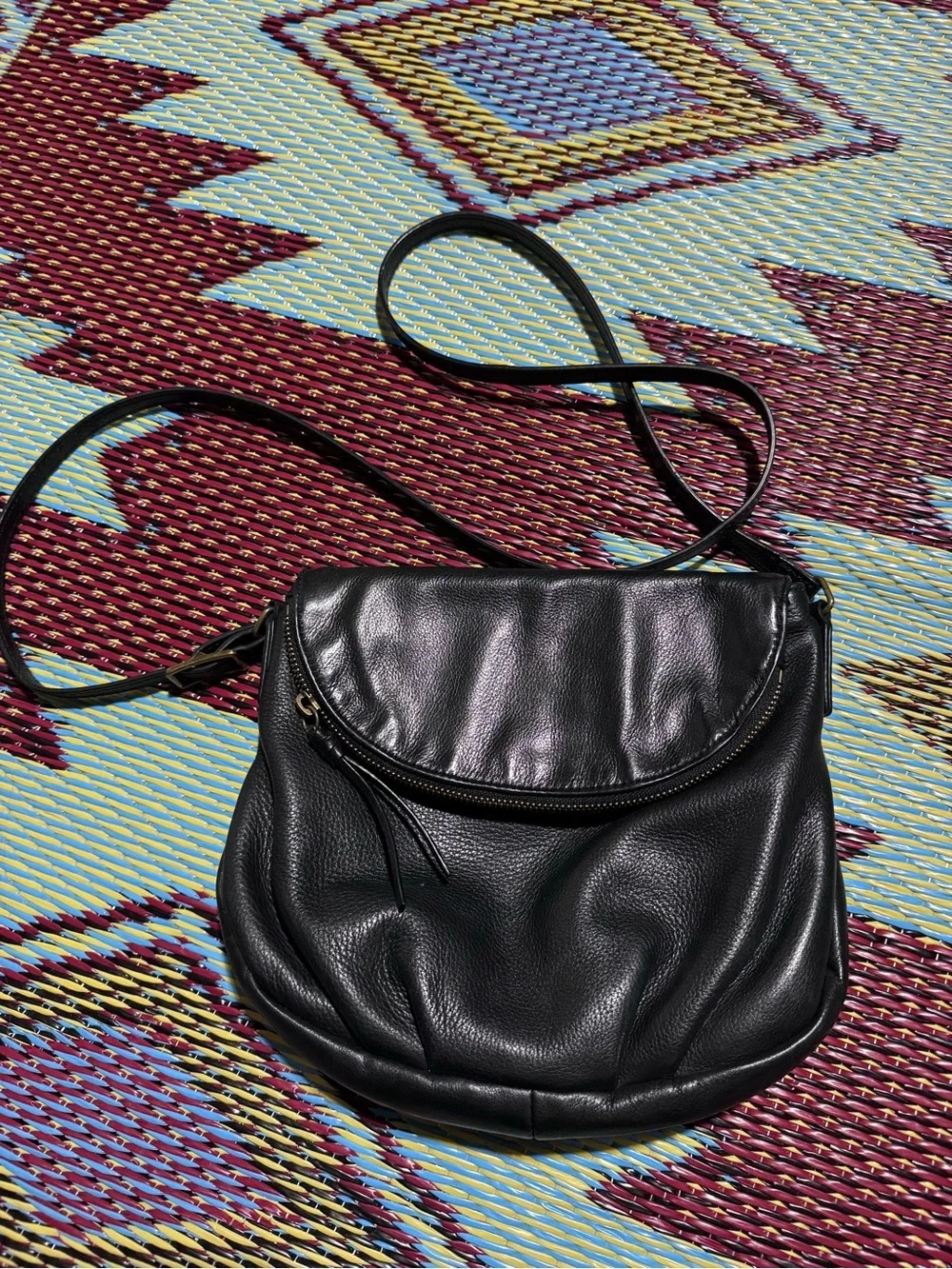 Margo black leather hobo flap bag